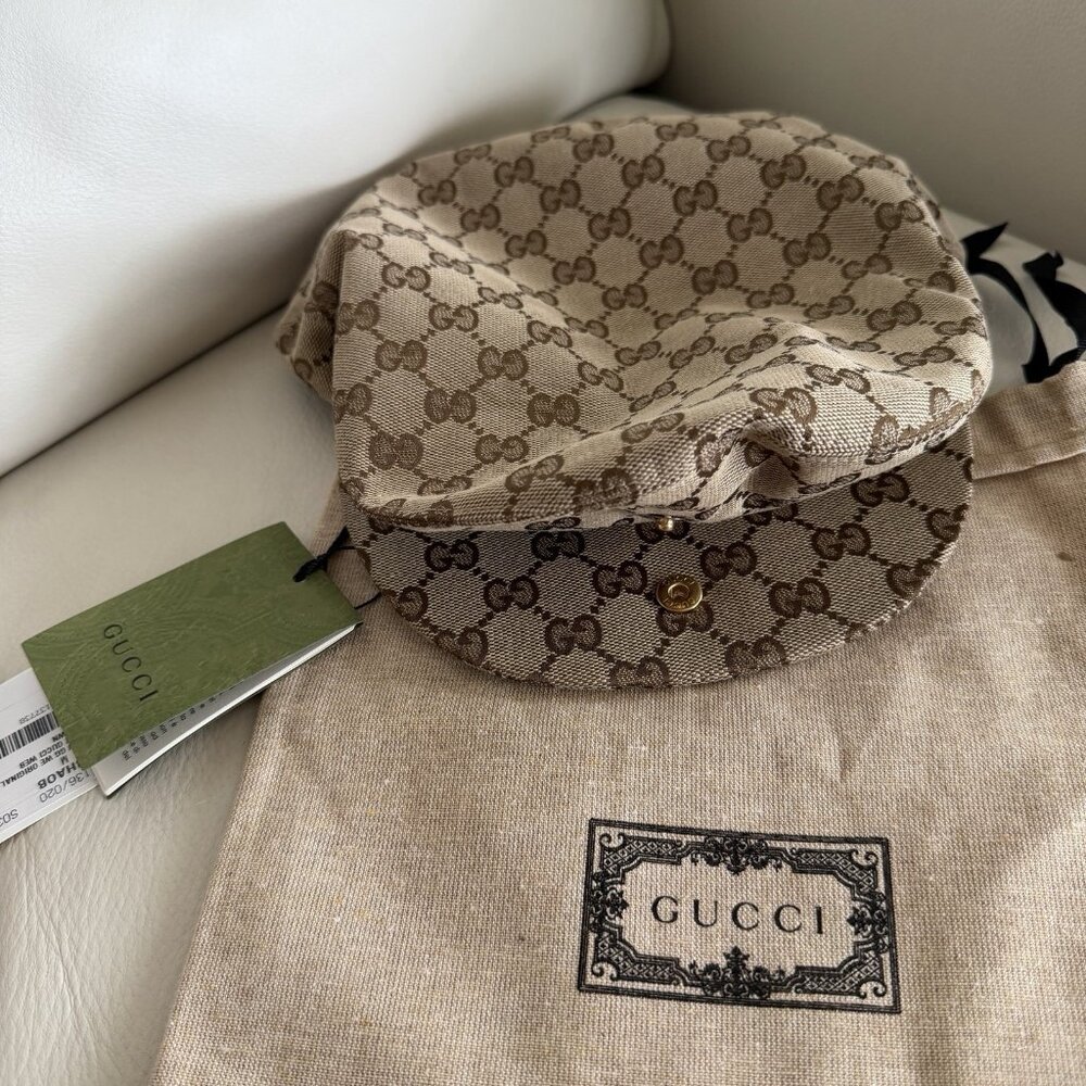 Gucci Beige Brown Monogram Flat Cap - Picture 7 of 11